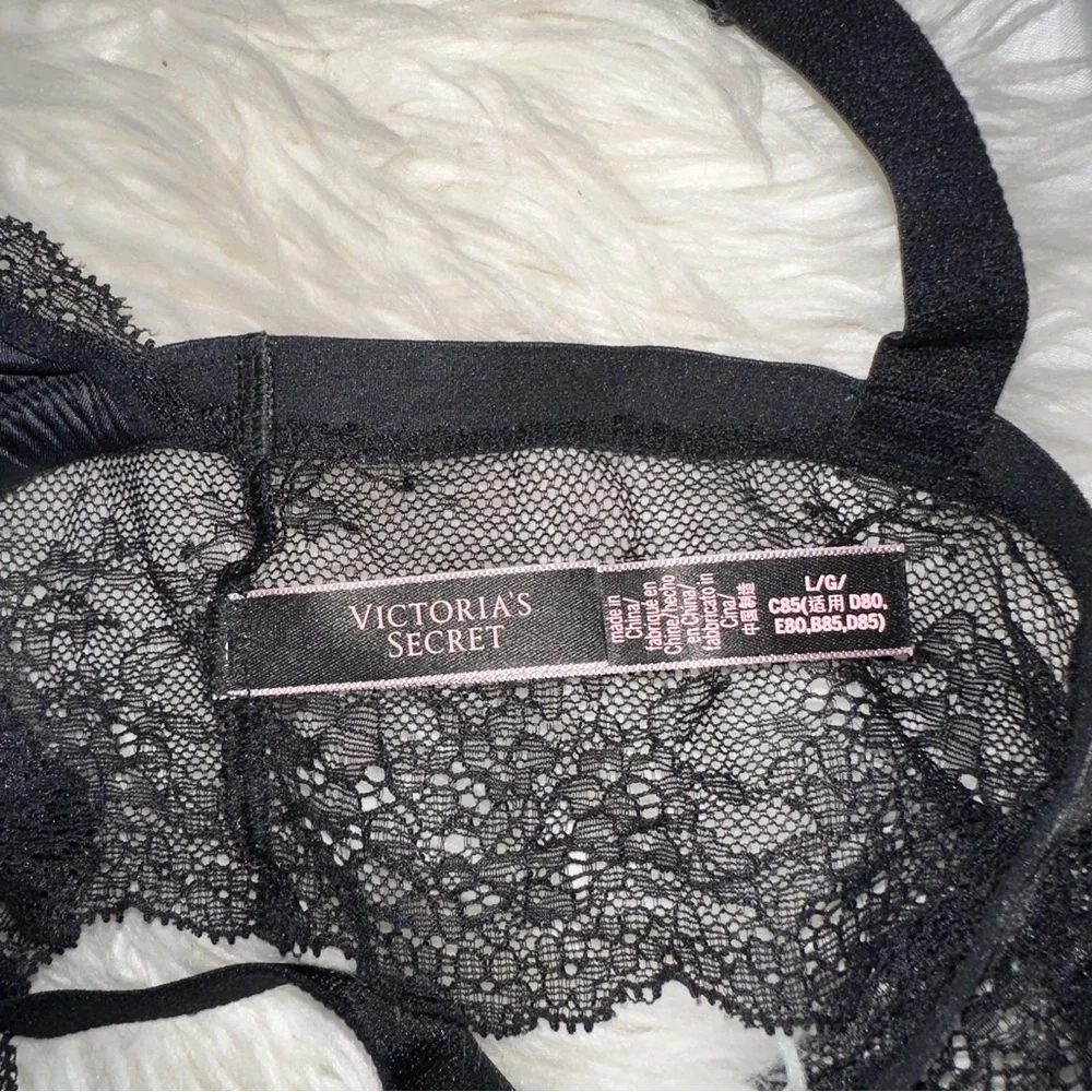 Victoria’s Secret | Longline Lace Velvet Bralette Black Plunge V Neck